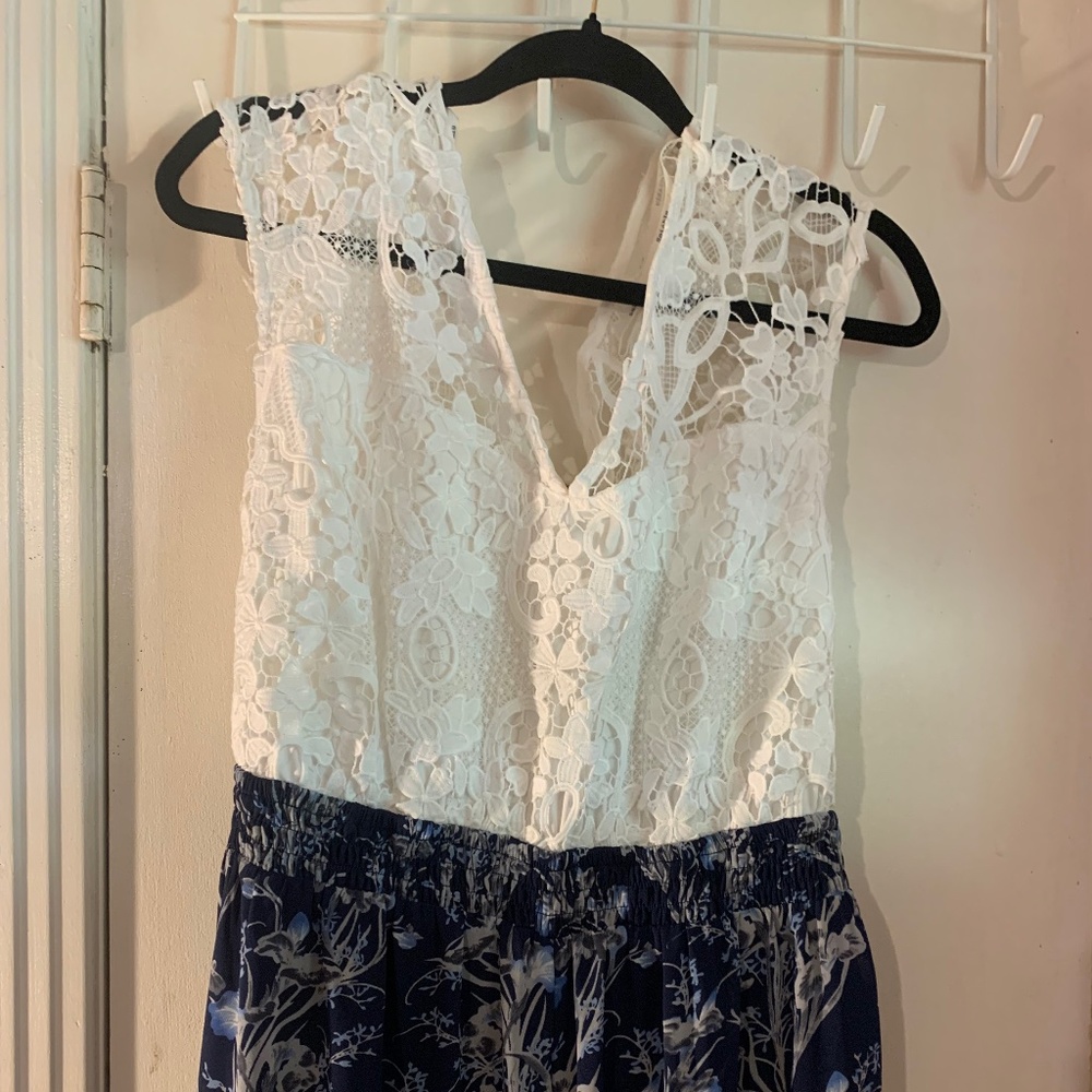Pantsuit, Navy and White, Lace